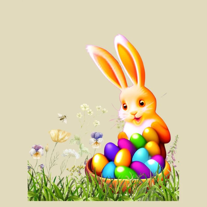 Osterhase mit bunten Eiern