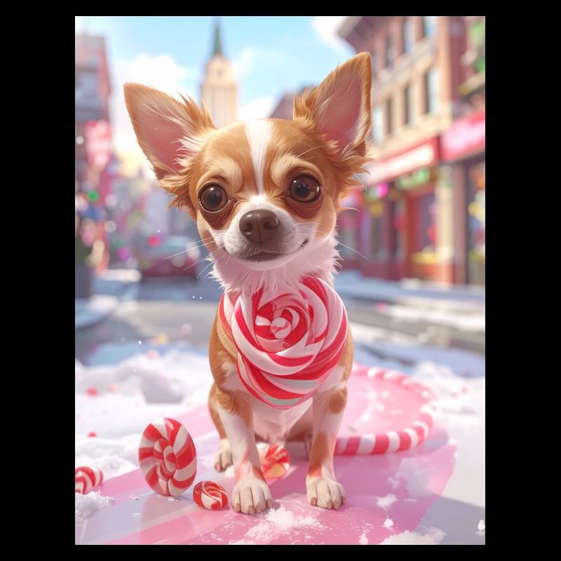 Candy Pup with Candy Cane