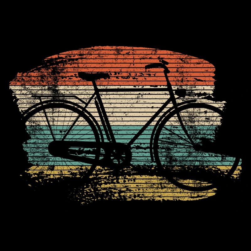 Silhouette de vélo rétro sur rayures coucher de soleil