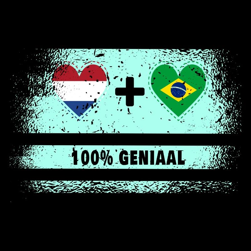 Brésil et Pays-Bas Drapeau 100% Genius