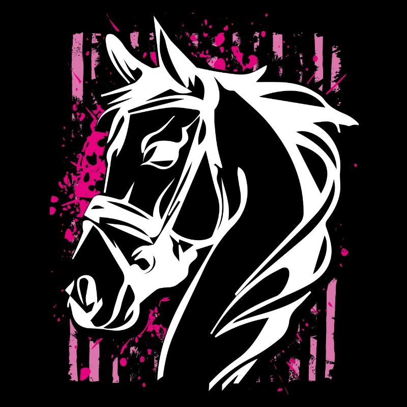 Cheval de style graffiti avec éclaboussure de couleur rose