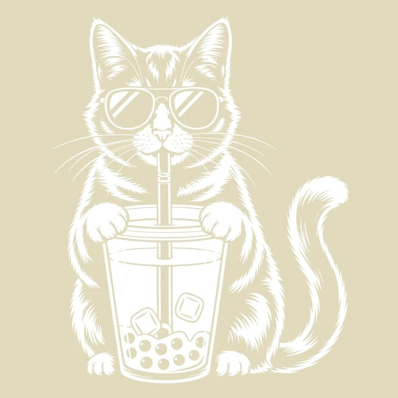 Cat with bubble tea
