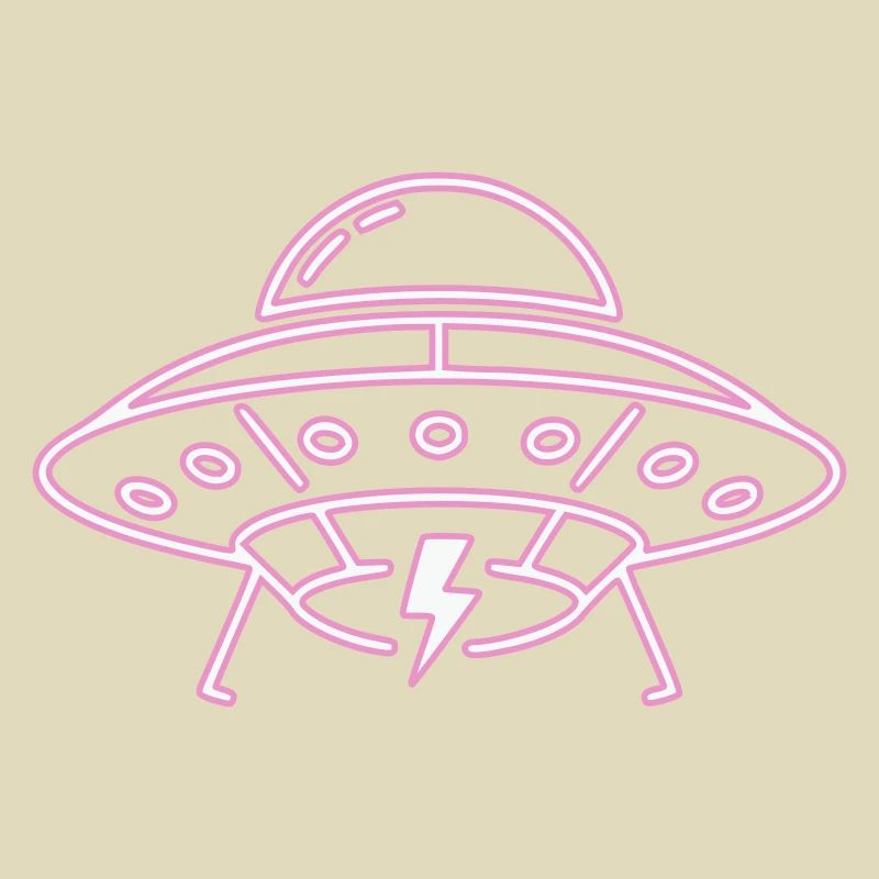 UFO Neon Pink Lightning Party Techno Vector