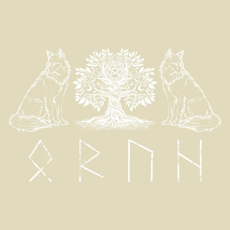 Wolves and Tree Rune Forest Illustration