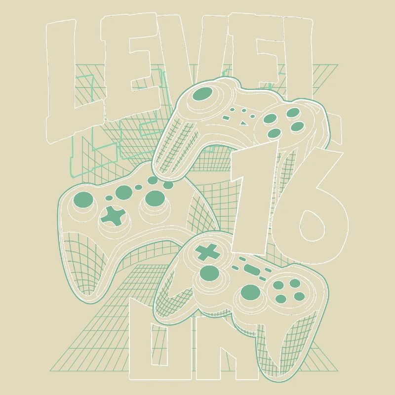 Level Up Retro Controller Graphic 16e anniversaire