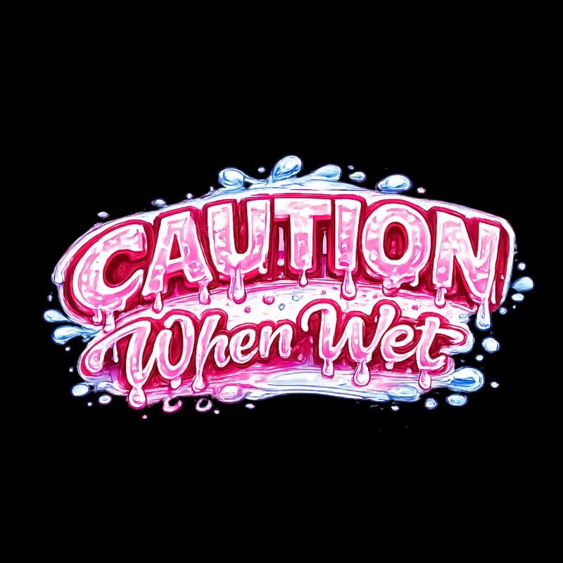 Caution When Wet Funny Flirty Statement Tee pun sp