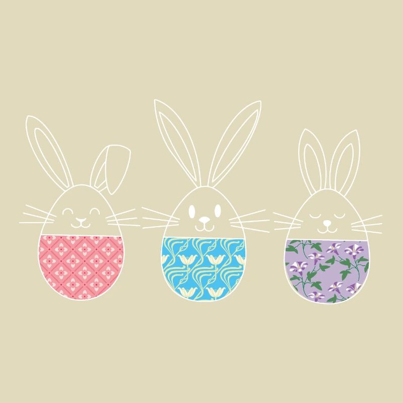 Easter, Cute Easter Bunnies Easter Eggs Drawing