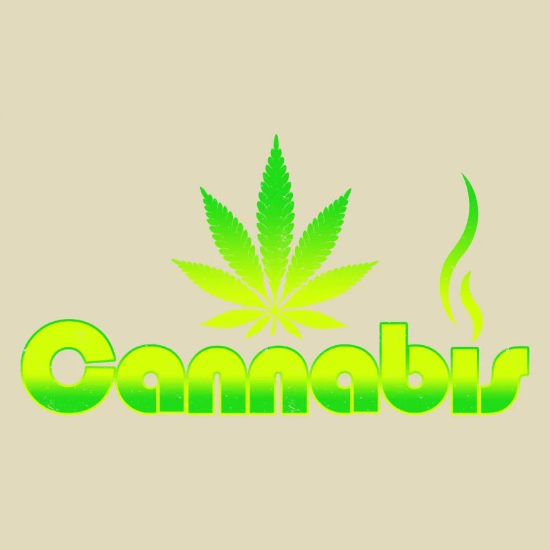 Vibrant Cannabis Leaf Emblem on Green Gradient