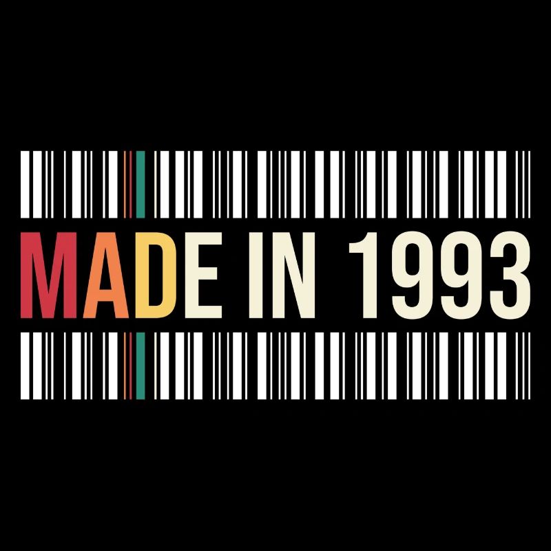 Né en 1993 T-shirt code-barres rétro