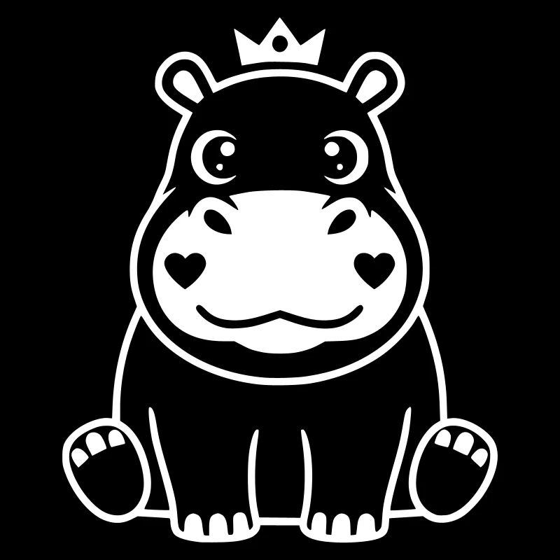 Hippopotamus King Crown Prince Vector