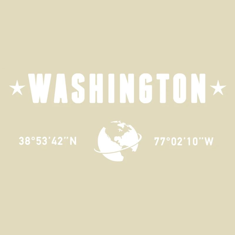 Washington DC Coordinates Planet Earth White