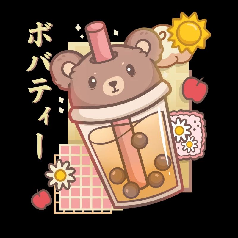 Bear Boba Tea Bubble Tea Anime Kawaii