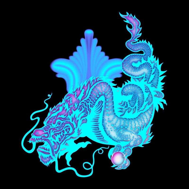 Dragon chinois bleu vif