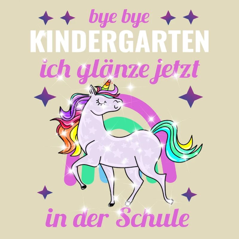 Bye Bye Kindergarten Glitzer Einhorn Einschulung