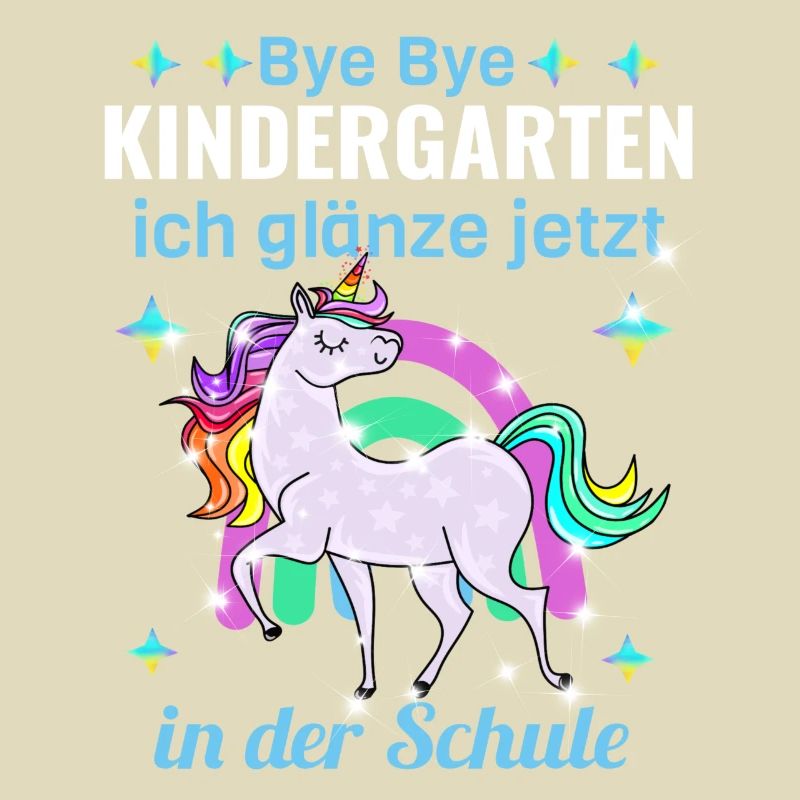 Bye Bye Kindergarten Glitzer Einhorn Einschulung