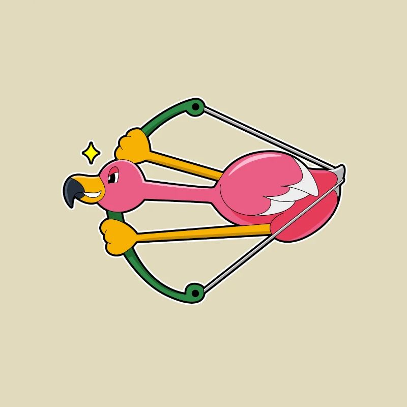 Flamant rose comme une flèche avec arc