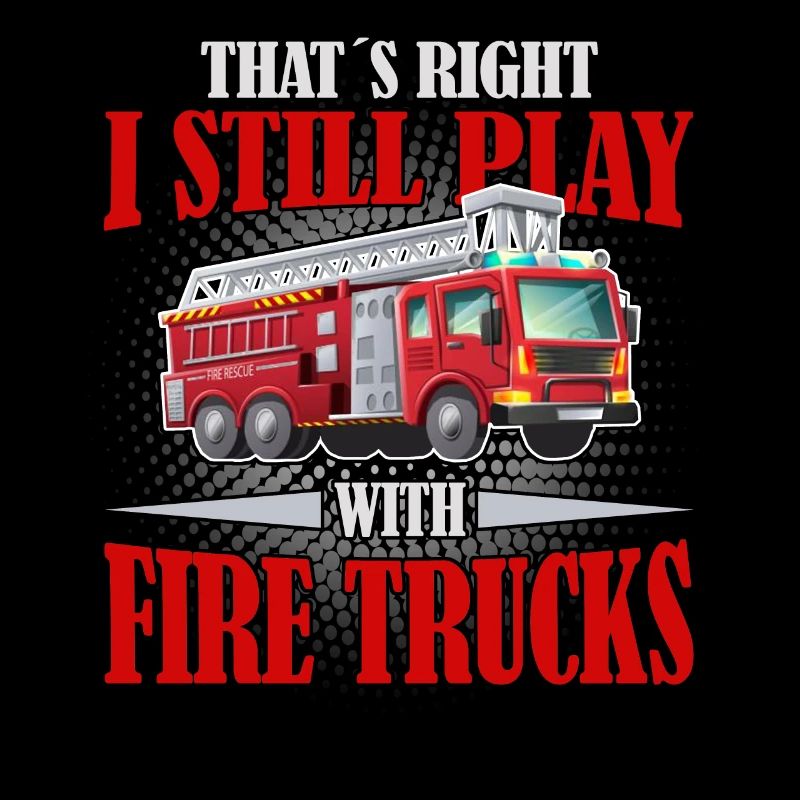 Firefighter likes to play with fire trucks