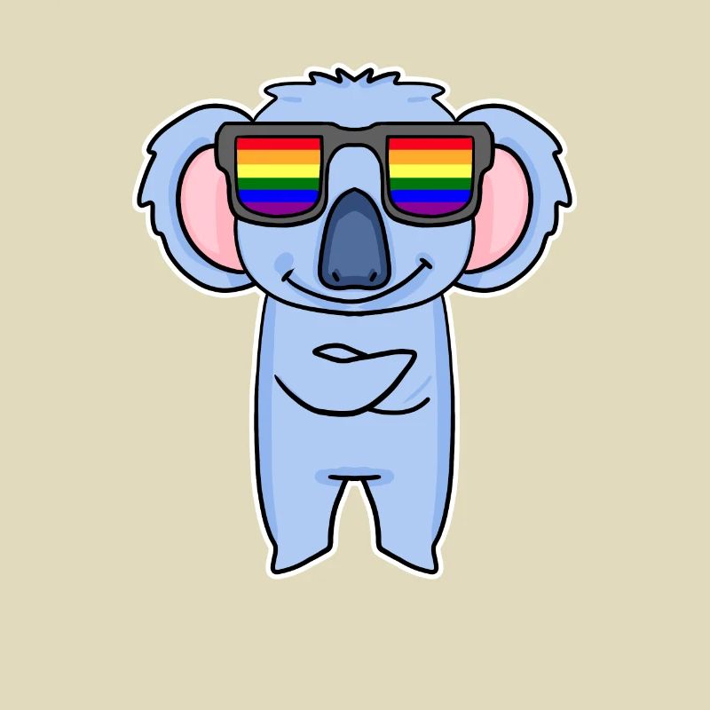 Rainbow - Koala with glasses