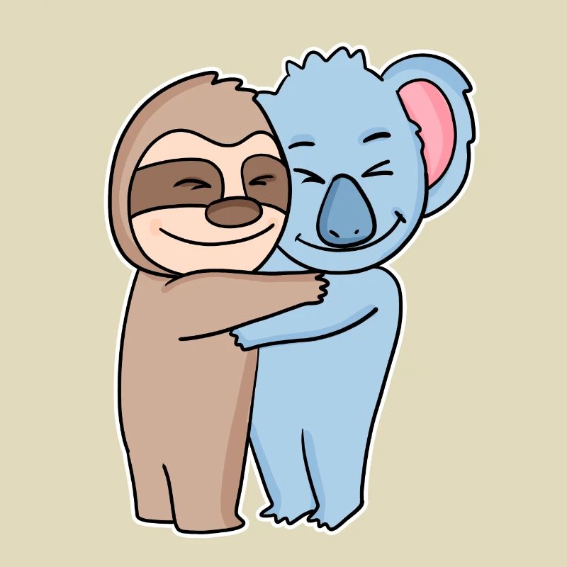 Sloth and koala hugging - hug