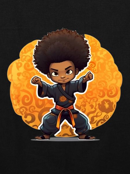 Kampfkunst-Kind mit Afro-Style