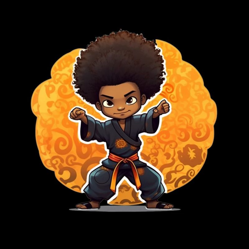 Kampfkunst-Kind mit Afro-Style