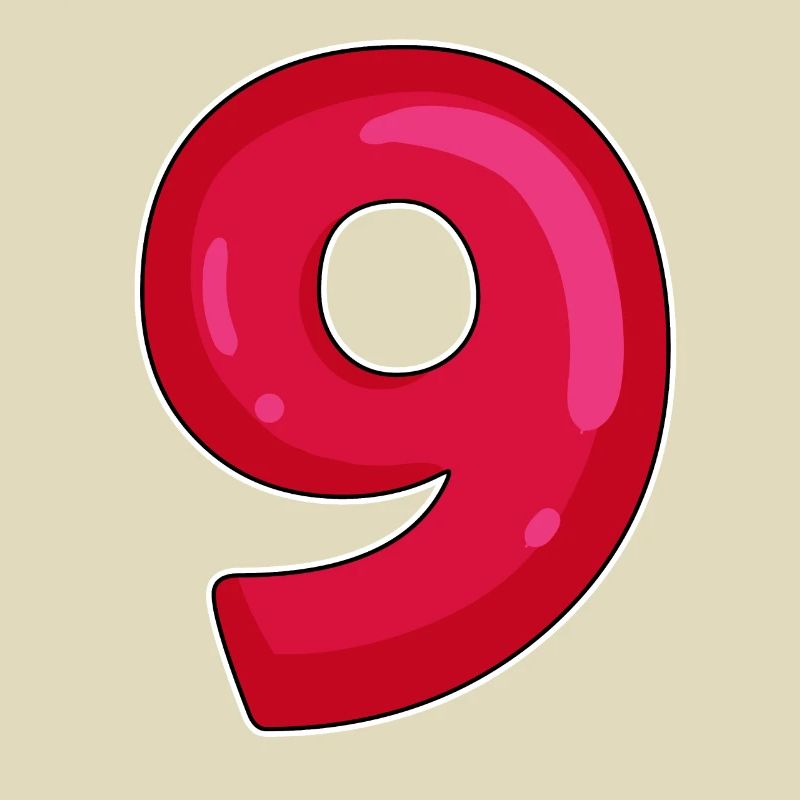 NINE - 9 - Digit red