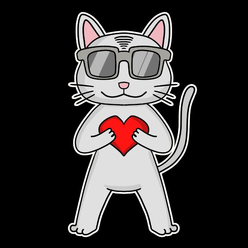 Chat avec coeur et lunettes - Devon Rex