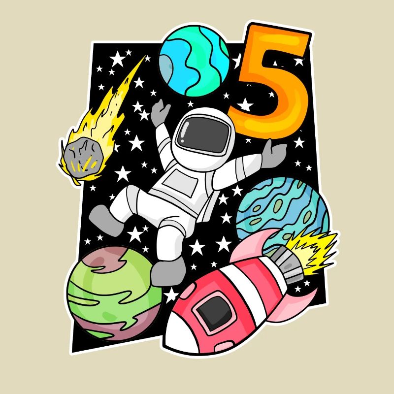 5. Geburtstag Junge -Astronaut Rakete