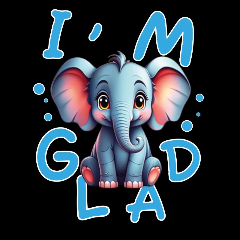 Cute and cheerful elephant with positive message