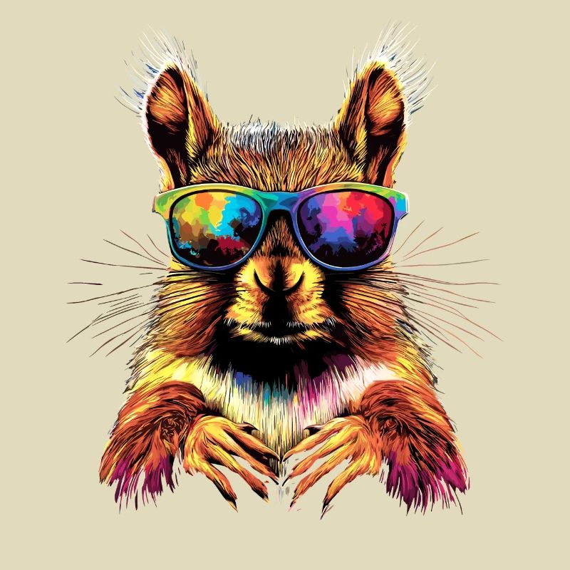 Eichhörnchen Kopfhörer Bunt Popart DJ Eichhörnchen