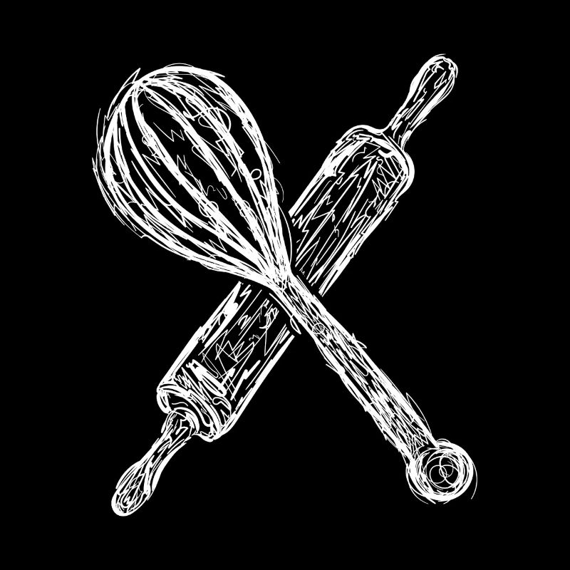 Sketch rolling pin and hand mixer