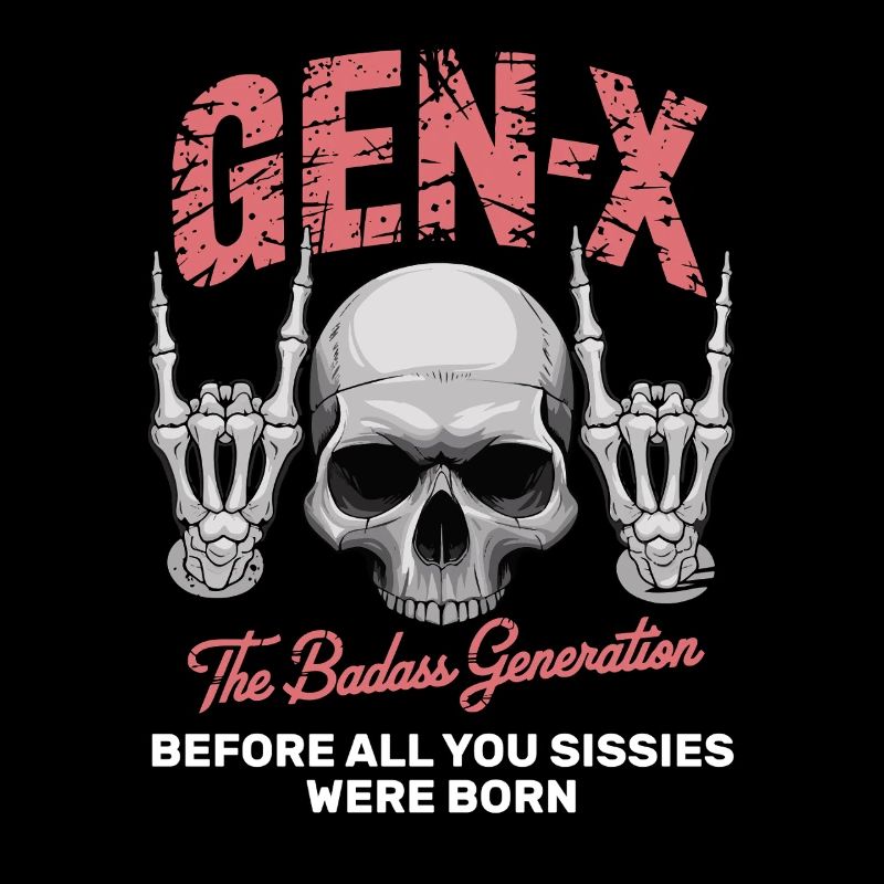 Sarcasm Gen X Badass Skull Retro Design