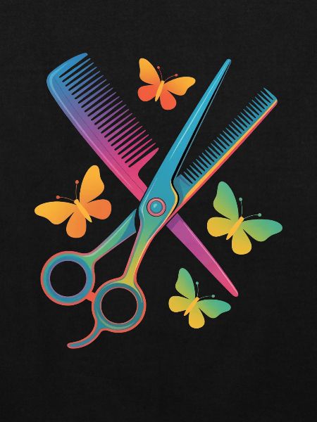 Friseur Schere Kamm Schmetterling
