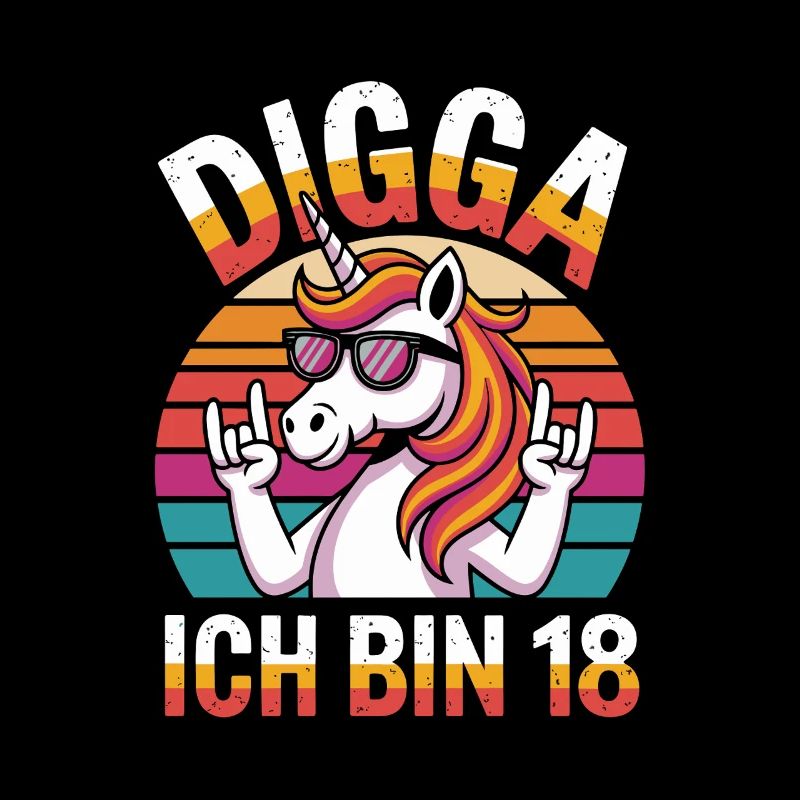  Digga Ich Bin 18 Einhorn Retro Geburtstag Spruch