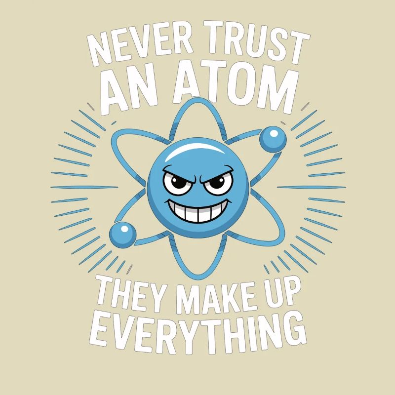 Funny Physics Shirt – Don't Trust an Atom Saying