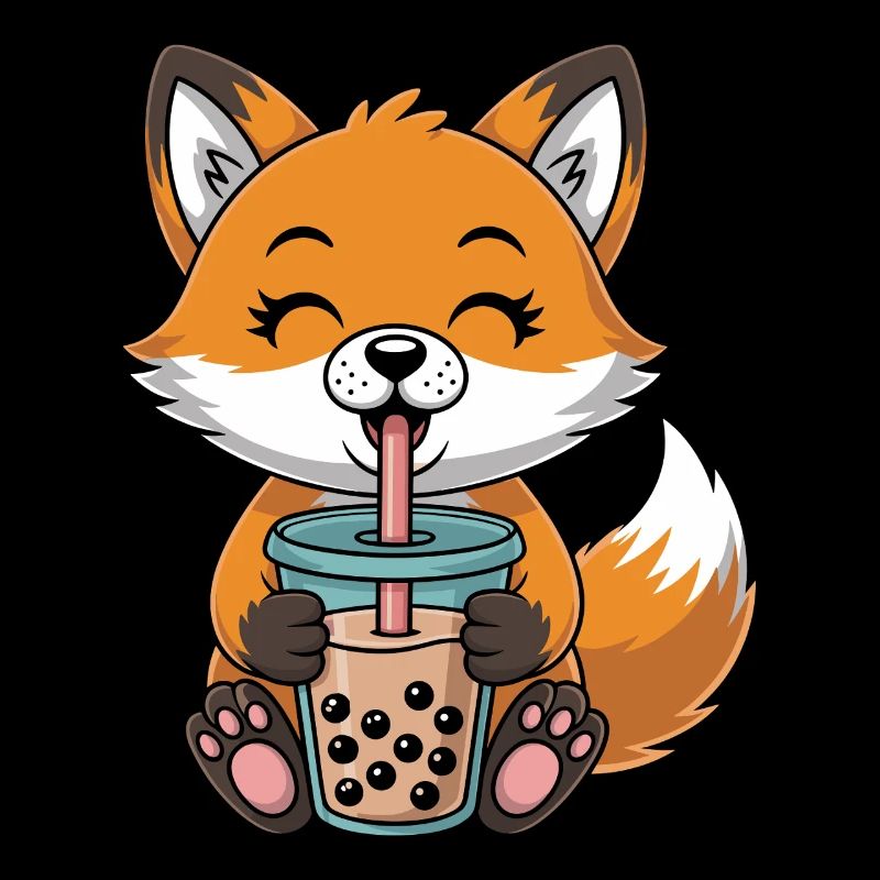 Kawaii Bubble Tee Fox Boba Tee