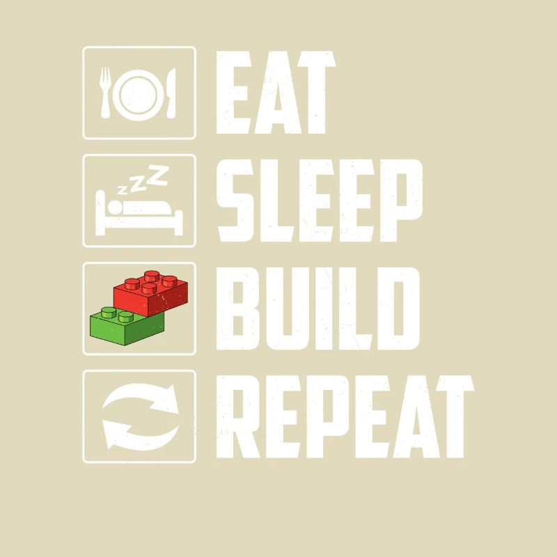 Manger dormir construire Répéter le bloc de construction de briques 