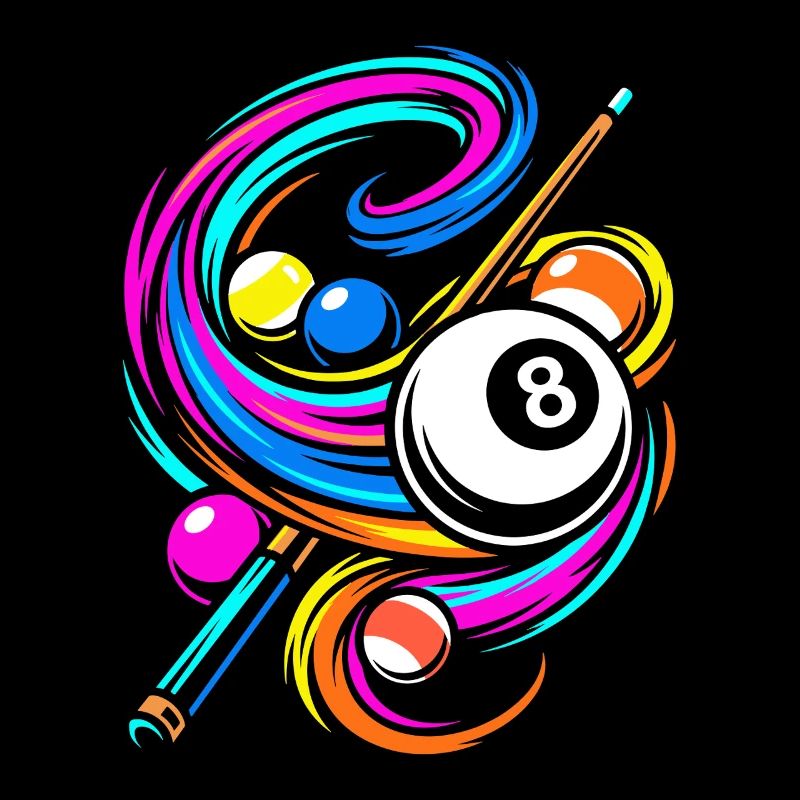 Billard Kugeln und Queue