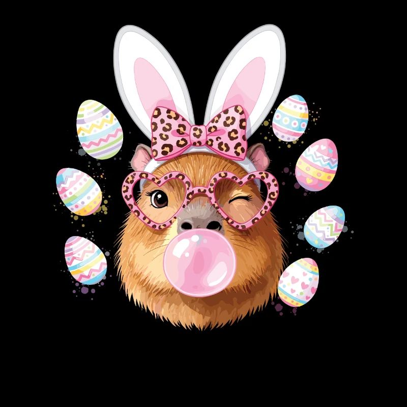 Capybara de lapin de Pâques avec lunettes léopard