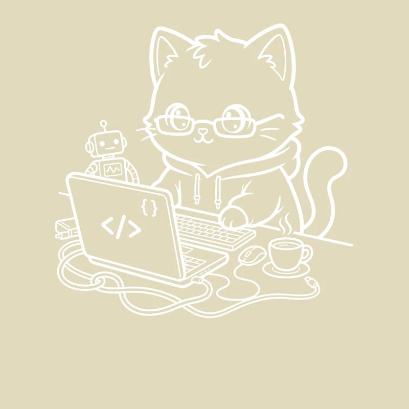 Coder Kawaii Cat Programmer