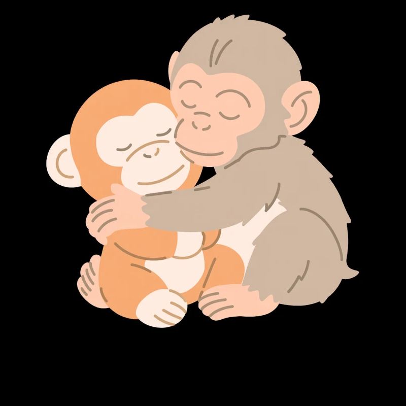 Câlins de singes s’embrassent