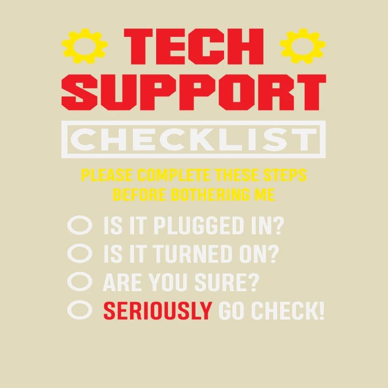 Tech Support Checklist Plug in IT Admin