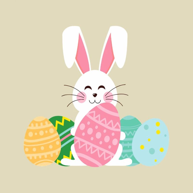 Pastel Easter Bunny with Eggs