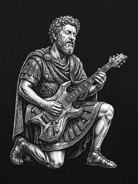 Marcus Aurelius spielt Gitarre