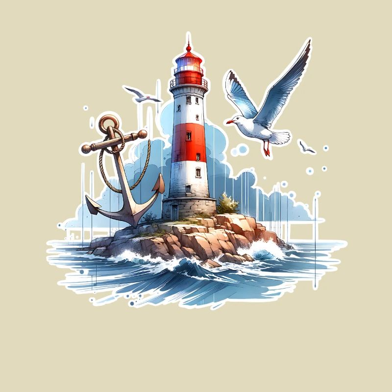 Leuchtturm Anker Möwe
