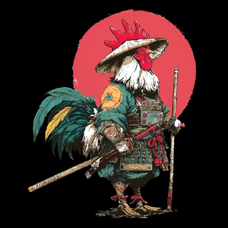 Hahn-Samurai in Rüstung