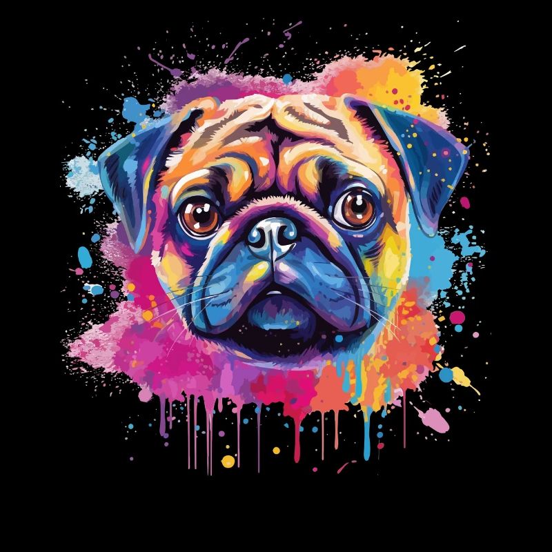 Lebendiges Mops-Splash-Porträt