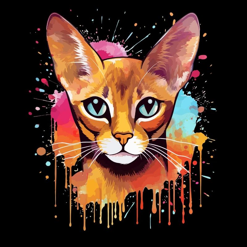Chat abyssin coloré à l’écran