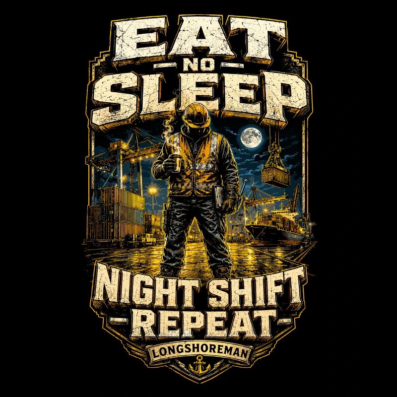 Dock Workers Eat Not Sleep Night Shift