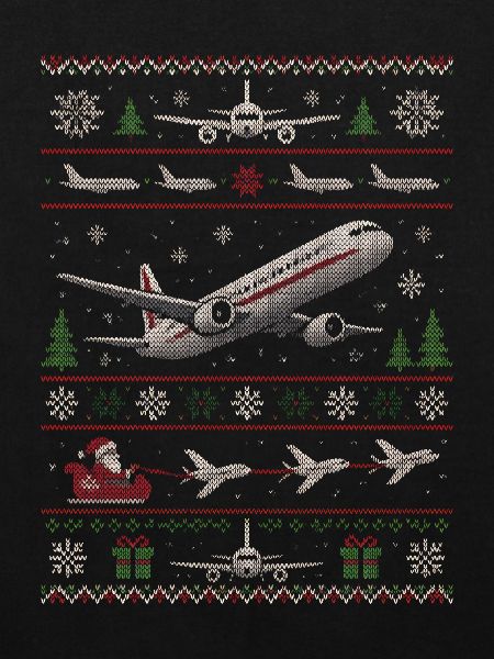 Weihnachtspullover mit Flugzeugmotiv